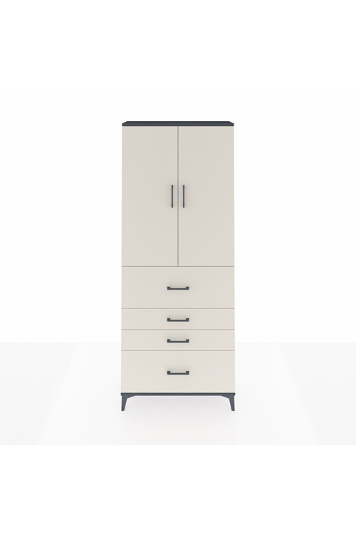 Arges Dolap 2 Raflı 4 Çekmeceli 2 Kapaklı 88 x 30 x 221 cm Antrasit - Aytaşı