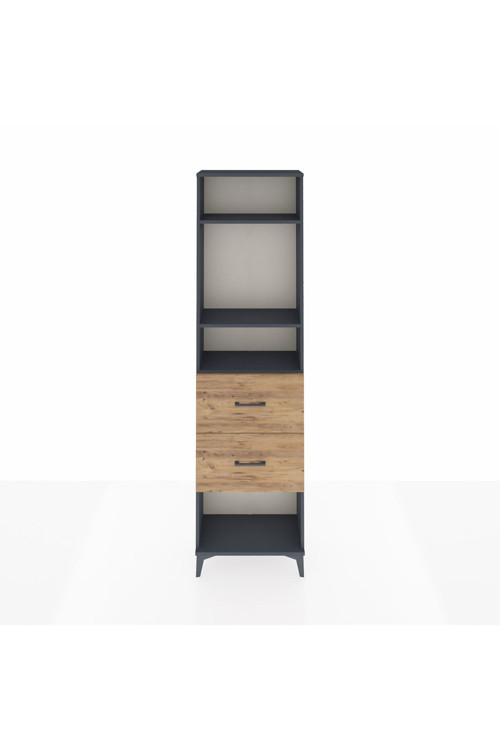 Arges Dolap 3 Raflı 2 Çekmeceli 60 x 30 x 221 Antrasit-Çam