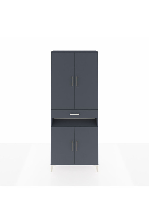 Arges Dolap 5 Raflı Tek Çekmeceli 4 Kapaklı 88 x 30 x 221 Antrasit-Antrasit