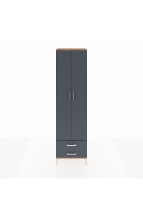 Arges Dolap 3 Raflı 2 Çekmeceli Tek Askılı 60 x 30 x 221 Çam-Antrasit