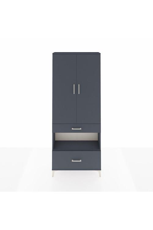 Arges Dolap 3 Raflı 2 Çekmeceli Tek Askılı 88 x 30 x 221 Antrasit-Antrasit