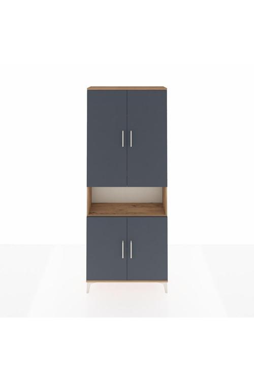 Arges Dolap 5 Raflı 4 Kapaklı 88 x 30 x 221 Çam-Antrasit