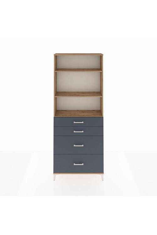 Arges Dolap 3 Raflı 4 Çekmeceli 88 x 30 x 221 Çam-Antrasit