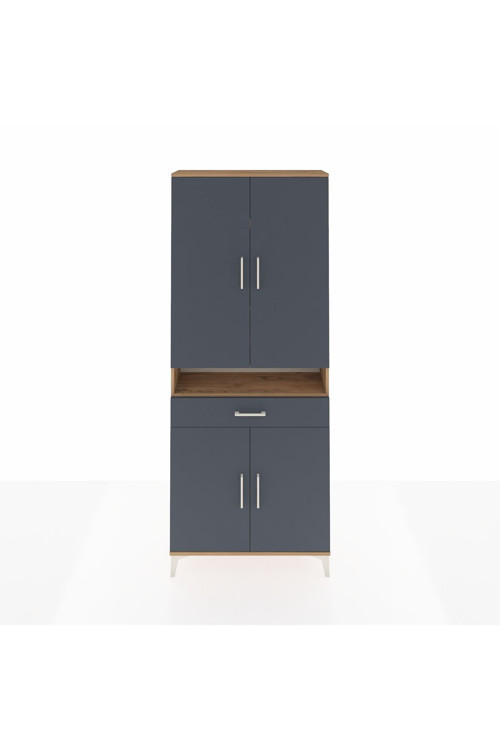Arges Dolap 5 Raflı Tek Çekmeceli 4 Kapaklı 88 x 30 x 221 Çam-Antrasit