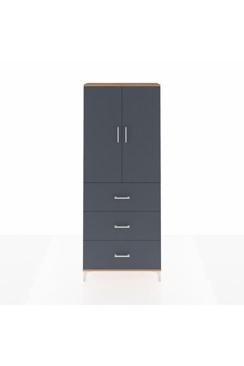 Arges Dolap 2 Raflı 3 Çekmeceli 2 Kapaklı 88 x 30 x 221 cm Çam - Antrasit