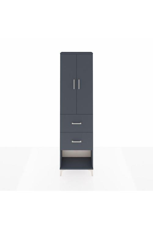 Arges Dolap 3 Raflı 2 Çekmeceli 2 Kapaklı 60 x 30 x 221 Antrasit-Antrasit