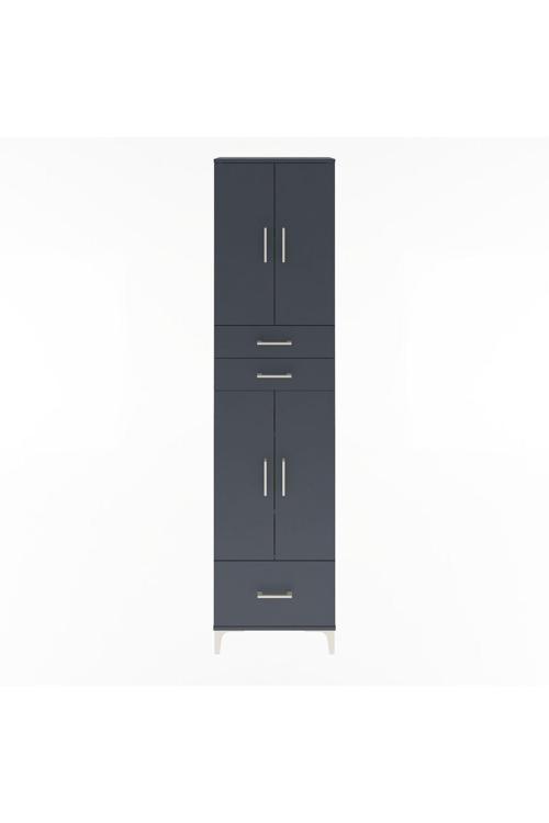 Arges Dolap 5 Raflı 3 Çekmeceli 4 Kapaklı 60 x 30 x 243 Antrasit-Antrasit