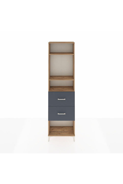 Arges Dolap 3 Raflı 2 Çekmeceli 60 x 30 x 221 Çam-Antrasit