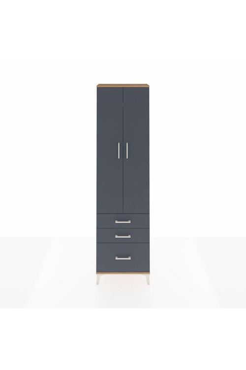 Arges Dolap 4 Raflı 3 Çekmeceli 2 Kapaklı 60 x 30 x 221 Çam-Antrasit