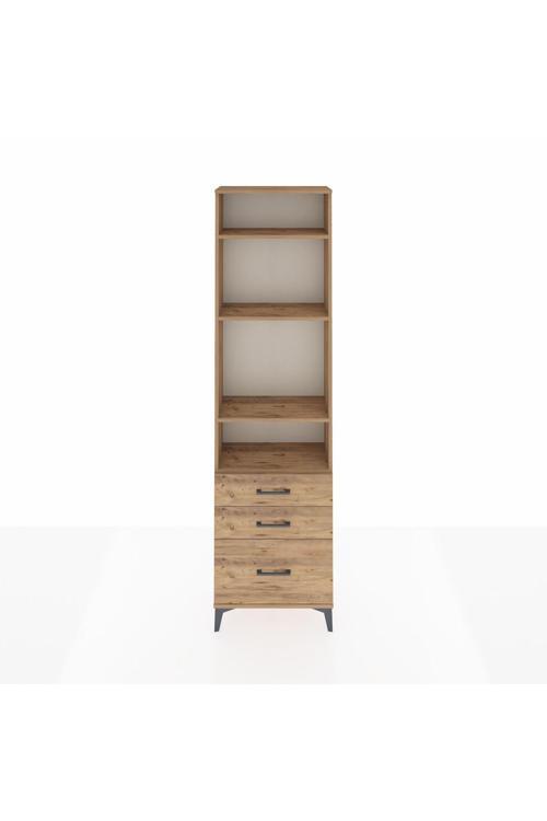 Arges Dolap 4 Raflı 3 Çekmeceli 60 x 30 x 221 Çam-Çam