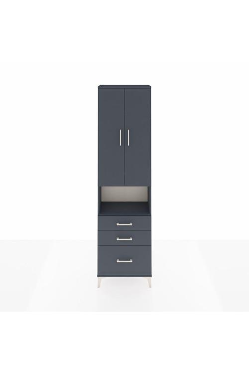 Arges Dolap 3 Raflı 3 Çekmeceli Tek Askılı 60 x 30 x 221 Antrasit-Antrasit