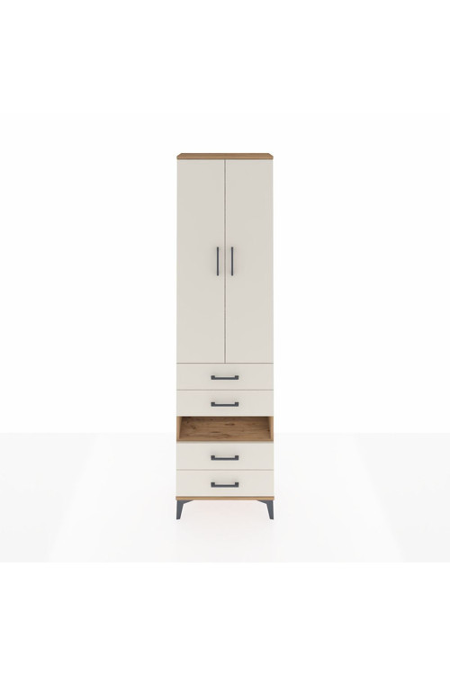 Arges Dolap 4 Raflı 4 Çekmeceli 2 Kapaklı 60 x 30 x 221 Çam-Aytaşı