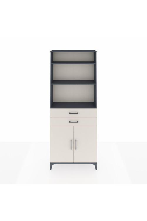 Arges Dolap 4 Raflı 2 Çekmeceli 2 Kapaklı 88 x 30 x 221 Antrasit-Aytaşı