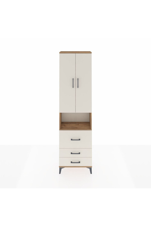 Arges Dolap 4 Raflı 3 Çekmeceli 2 Kapaklı 60 x 30 x 221 Çam-Aytaşı