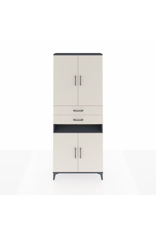 Arges Dolap 5 Raflı 2 Çekmeceli 4 Kapaklı 88 x 30 x 221 Antrasit-Aytaşı