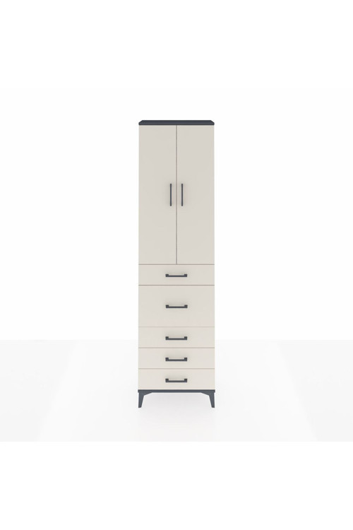 Arges Dolap 2 Raflı 5 Çekmeceli 2 Kapaklı 60 x 30 x 221 cm Antrasit - Aytaşı
