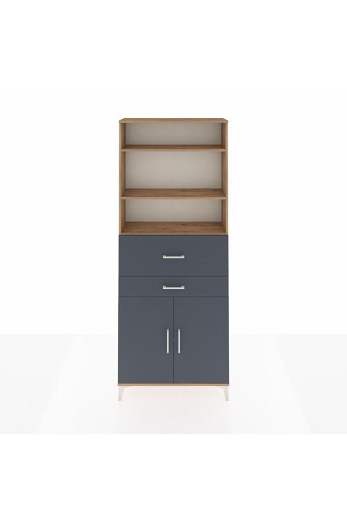 Arges Dolap 4 Raflı 2 Çekmeceli 2 Kapaklı 88 x 30 x 221 Çam-Antrasit