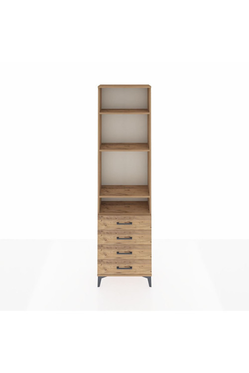 Arges Dolap 4 Raflı 4 Çekmeceli 60 x 30 x 221 Çam-Çam