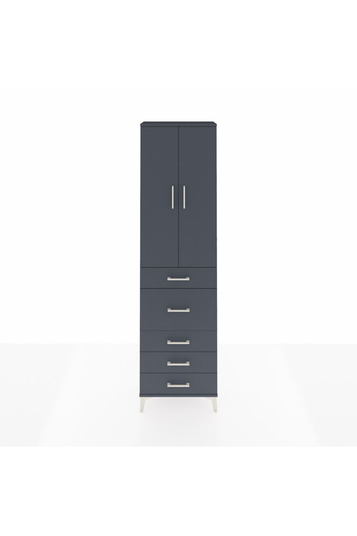 Arges Dolap 2 Raflı 5 Çekmeceli 2 Kapaklı 60 x 30 x 221 cm Antrasit - Antrasit