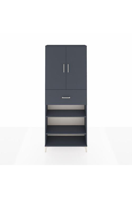 Arges Dolap 5 Raflı Tek Çekmeceli 2 Kapaklı 88 x 30 x 221 Antrasit-Antrasit