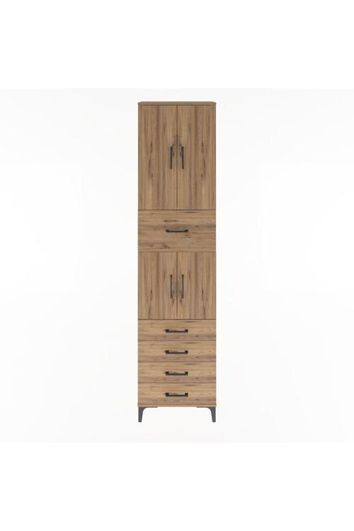 Arges Dolap 4 Raflı 5 Çekmeceli 4 Kapaklı 60 x 30 x 243 Çam-Çam
