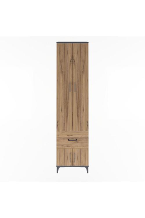 Arges Dolap 4 Raflı Tek Çekmeceli 4 Kapaklı 60 x 30 x 243 Antrasit-Çam