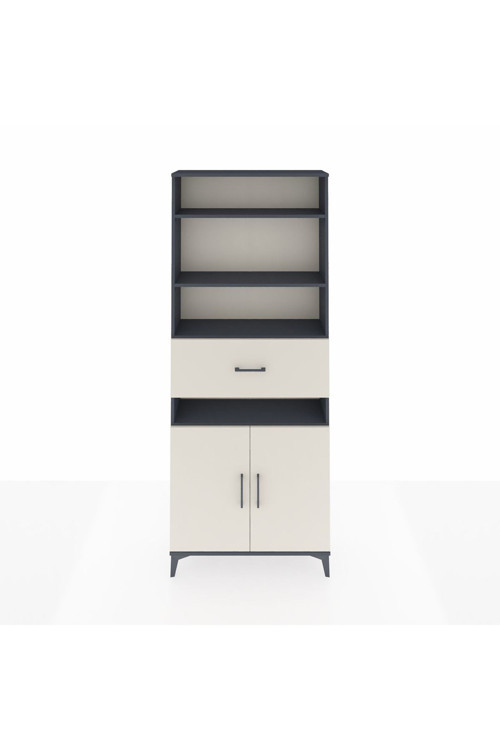 Arges Dolap 5 Raflı Tek Çekmeceli 2 Kapaklı 88 x 30 x 221 Antrasit-Aytaşı