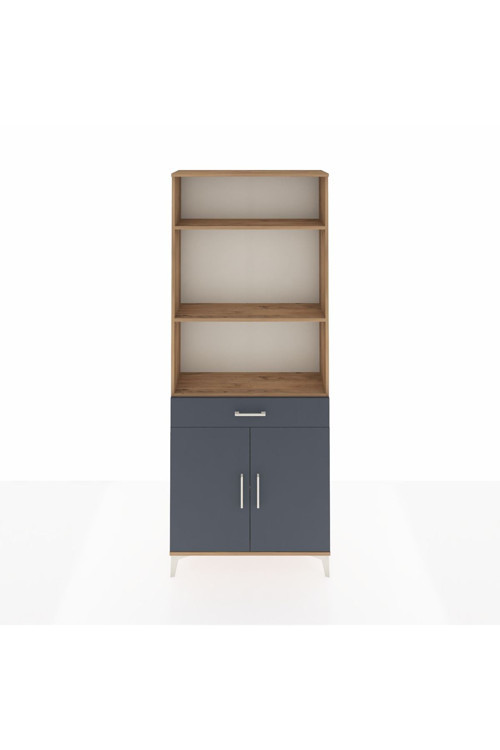 Arges Dolap 4 Raflı Tek Çekmeceli 2 Kapaklı 88 x 30 x 221 Çam-Antrasit