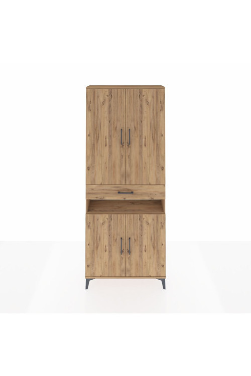 Arges Dolap 5 Raflı Tek Çekmeceli 4 Kapaklı 88 x 30 x 221 Çam-Çam