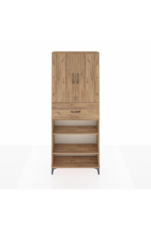 Arges Dolap 5 Raflı Tek Çekmeceli 2 Kapaklı 88 x 30 x 221 Çam-Çam