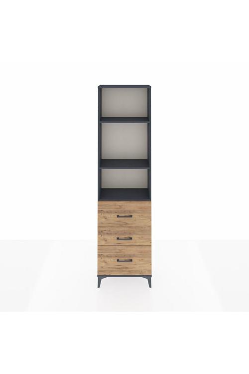 Arges Dolap 3 Raflı 3 Çekmeceli 60 x 30 x 221 Antrasit-Çam