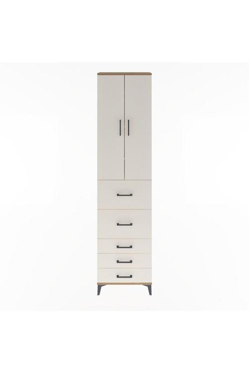 Arges Dolap 4 Raflı 5 Çekmeceli 2 Kapaklı 60 x 30 x 243 Çam-Aytaşı