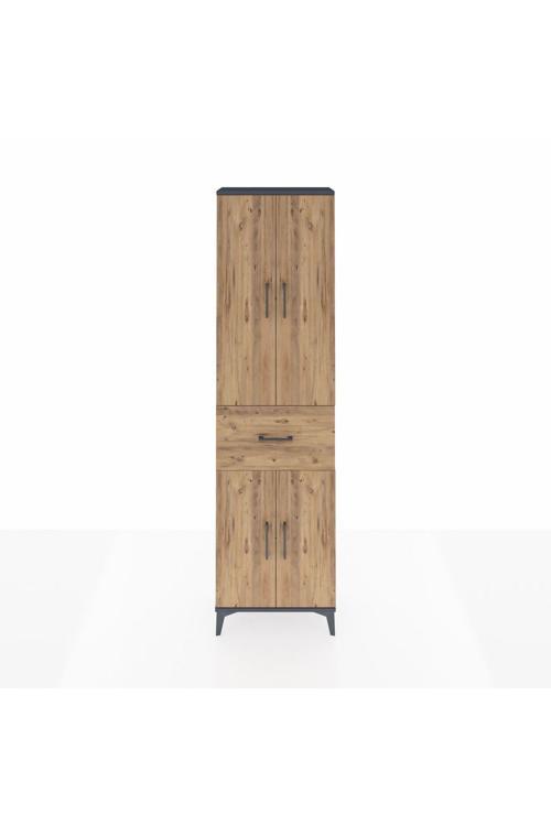 Arges Dolap 2 Raflı Tek Çekmeceli Tek Askılı 60 x 30 x 221 Antrasit-Çam