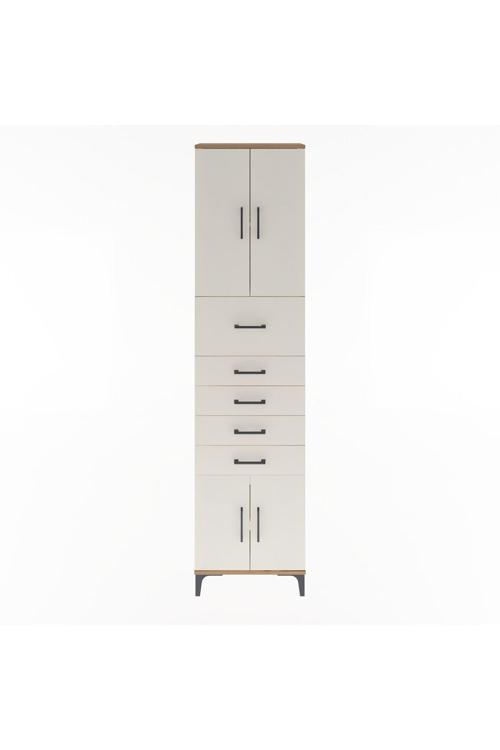 Arges Dolap 3 Raflı 5 Çekmeceli 4 Kapaklı 60 x 30 x 243 Çam-Aytaşı