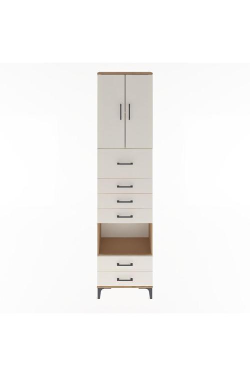 Arges Dolap 3 Raflı 6 Çekmeceli 2 Kapaklı 60 x 30 x 243 Çam-Aytaşı