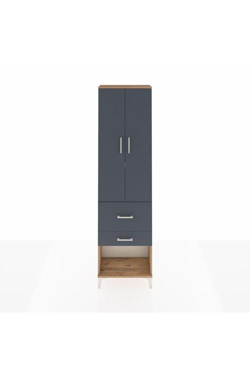 Arges Dolap 3 Raflı 2 Çekmeceli 2 Kapaklı 60 x 30 x 221 Çam-Antrasit