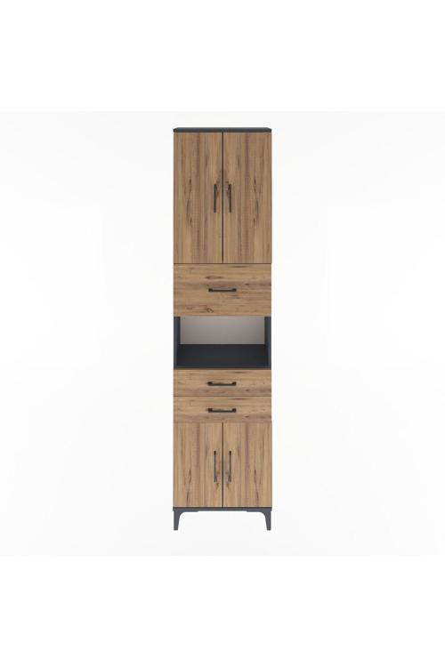 Arges Dolap 3 Raflı 3 Çekmeceli 4 Kapaklı 60 x 30 x 243 Antrasit-Çam