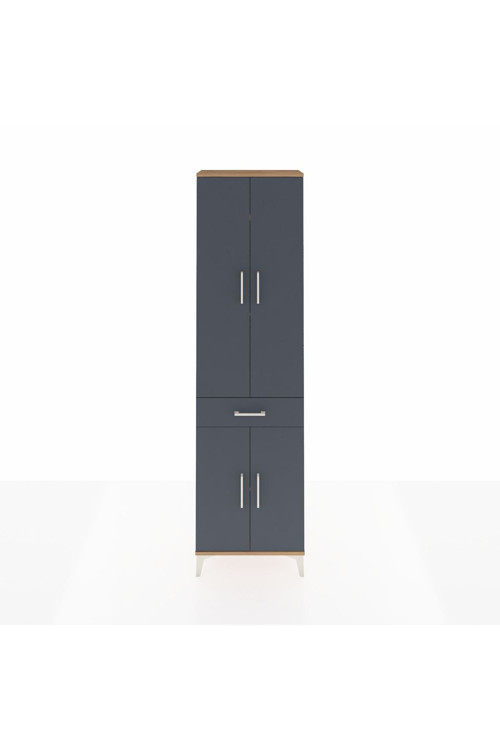 Arges Dolap 4 Raflı 1 Çekmeceli 4 Kapaklı 60 x 30 x 221 cm Çam - Antrasit