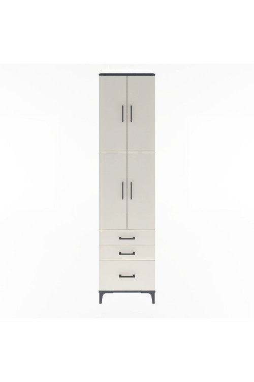 Arges Dolap 4 Raflı 3 Çekmeceli 4 Kapaklı 60 x 30 x 243 Antrasit-Aytaşı