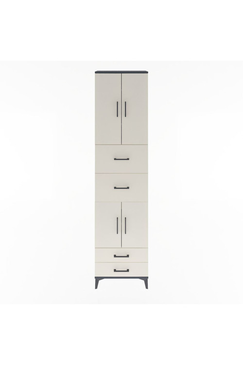 Arges Dolap 5 Raflı 4 Çekmeceli 4 Kapaklı 60 x 30 x 243 Antrasit-Aytaşı