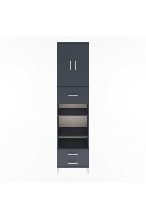 Arges Dolap 5 Raflı 3 Çekmeceli 2 Kapaklı 60 x 30 x 243 Antrasit-Antrasit