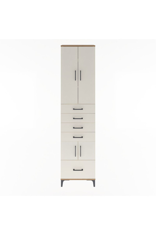 Arges Dolap 4 Raflı 5 Çekmeceli 4 Kapaklı 60 x 30 x 243 Çam-Aytaşı