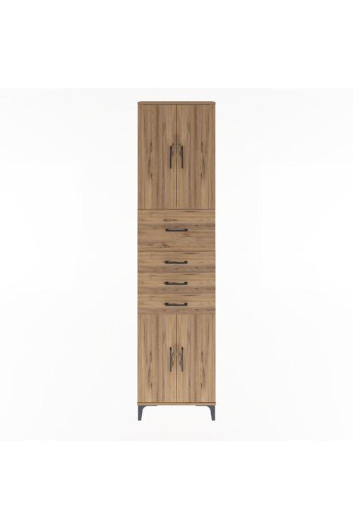 Arges Dolap 3 Raflı 4 Çekmeceli 4 Kapaklı 60 x 30 x 243 Çam-Çam