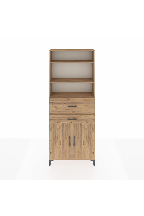 Arges Dolap 4 Raflı 2 Çekmeceli 2 Kapaklı 88 x 30 x 221 Çam-Çam