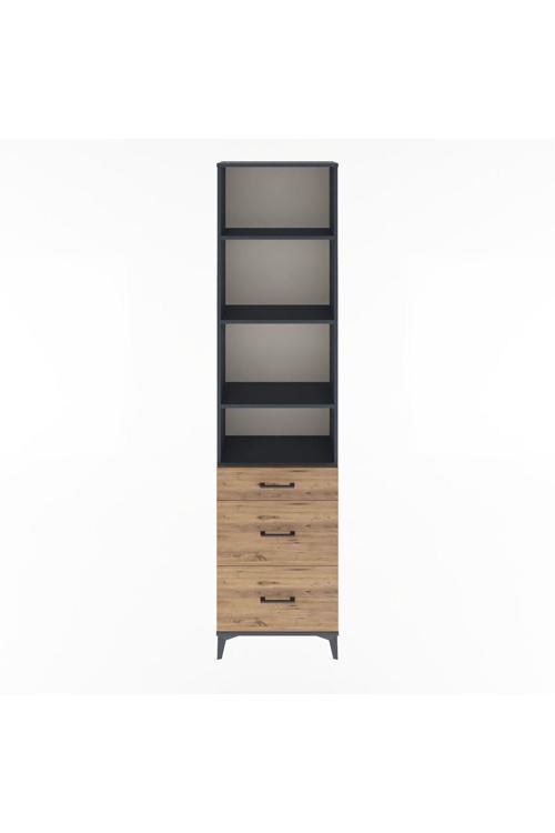 Arges Dolap 4 Raflı 3 Çekmeceli 60 x 30 x 243 cm Antrasit - Çam