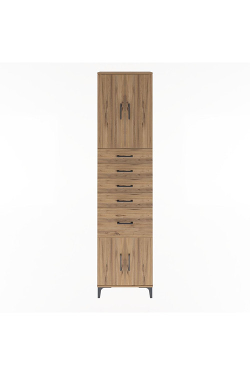 Arges Dolap 2 Raflı 5 Çekmeceli 4 Kapaklı 60 x 30 x 243 Çam-Çam
