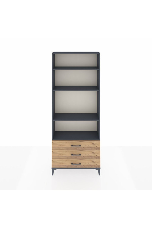 Arges Dolap 4 Raflı 3 Çekmeceli 88 x 30 x 221 Antrasit-Çam