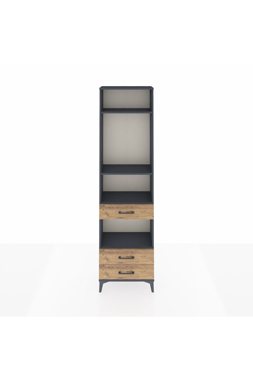 Arges Dolap 4 Raflı 3 Çekmeceli 60 x 30 x 221 Antrasit-Çam