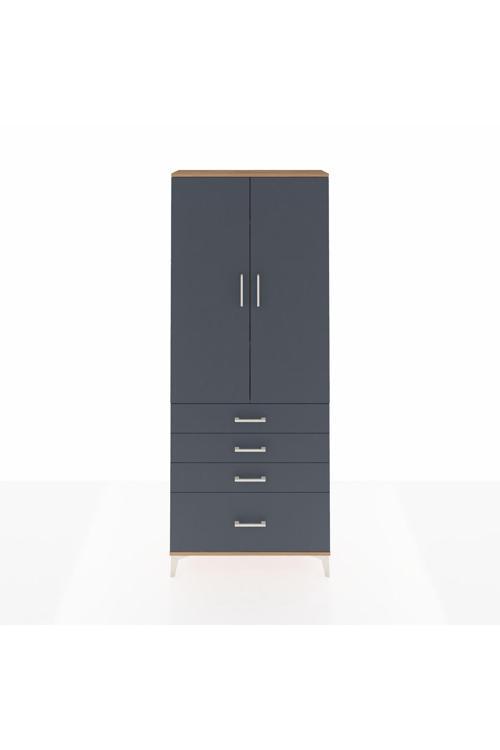 Arges Dolap 3 Raflı 4 Çekmeceli 2 Kapaklı 88 x 30 x 221 Çam-Antrasit