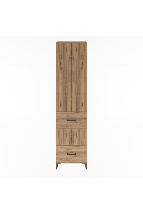 Arges Dolap 5 Raflı 2 Çekmeceli 4 Kapaklı 60 x 30 x 243 Çam-Çam